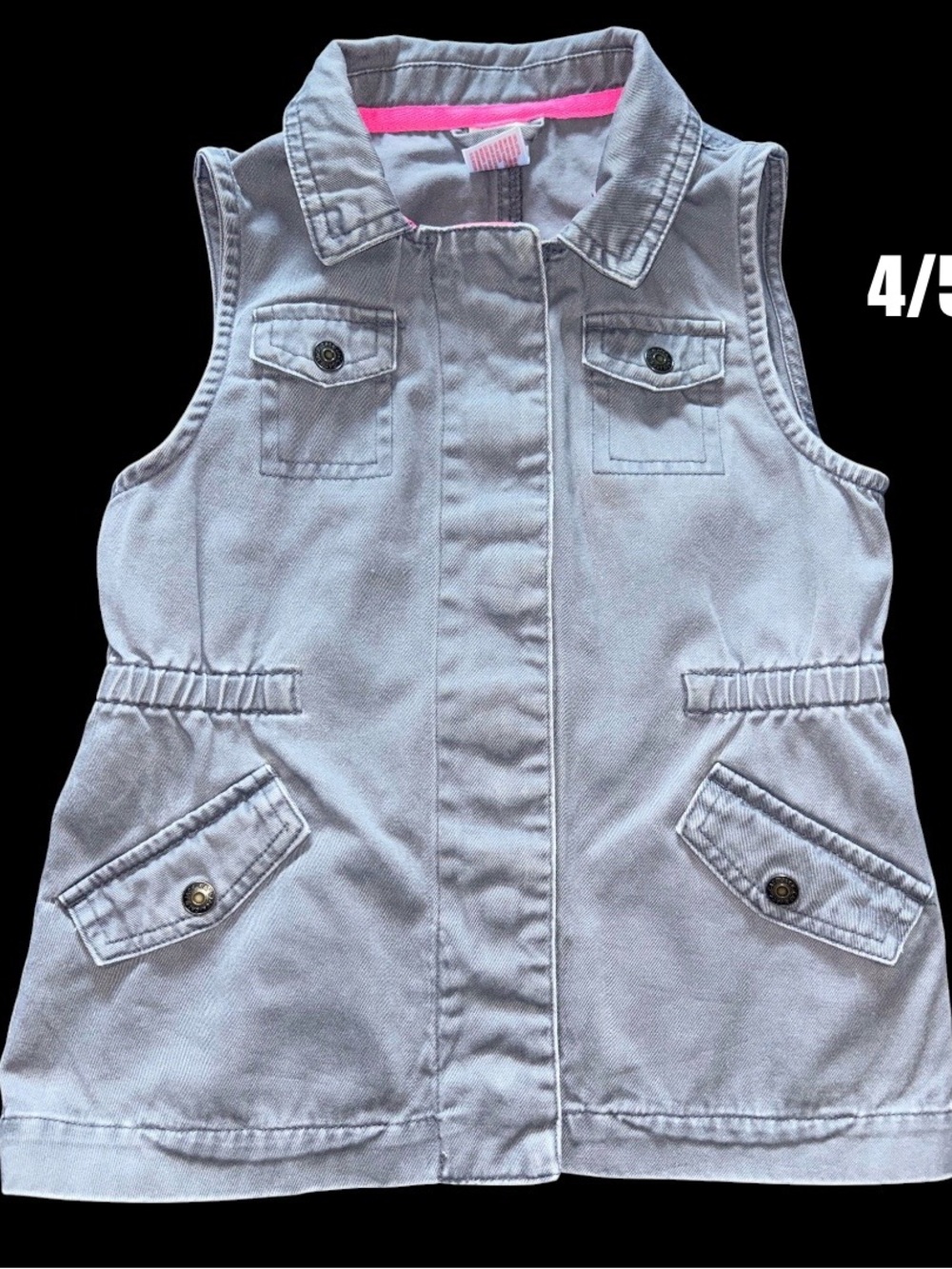 Cat & Jack Light Gray Utility Vest with Pink Neck Trim